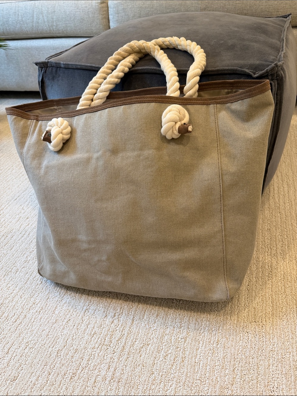 GAP Canvas Tote with Brown Accent